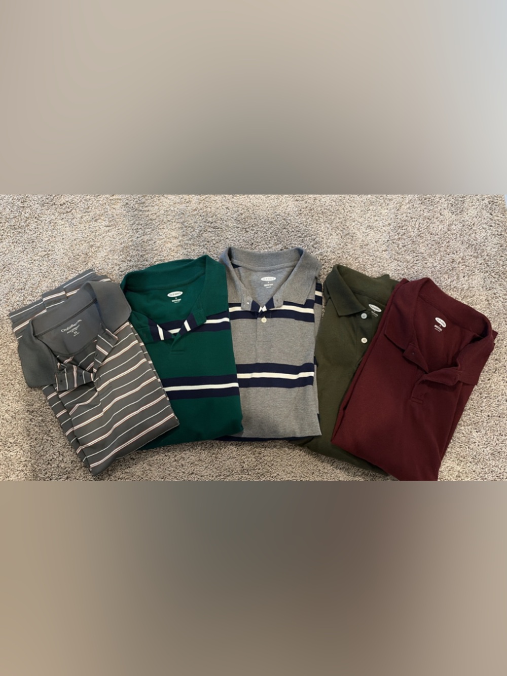 Old Navy Men's Polo Pack - Gray, Green, Olive, Burgundy, Charcoal